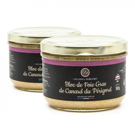 Lot de 2 Bloc de Foie Gras de Canard du Périgord 180g soit 360g