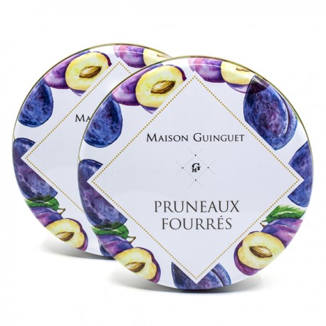 Lot de 2 Boîtes de Pruneaux d'Agen Fourrés à la Crème de Pruneaux 2 Boites Fer Ronde 400g soit 800g