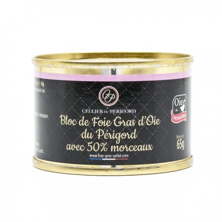 Bloc de Foie Gras d'Oie du Périgord avec 50% de Morceaux 65g