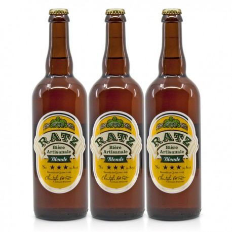 Pack de 3 Bières Blondes Artisanales du Quercy Brasserie Ratz 75cl