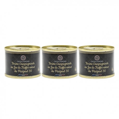 Lot de 3 Terrines Campagnardes au Jus de Truffes Noires du Périgord 3% 65g