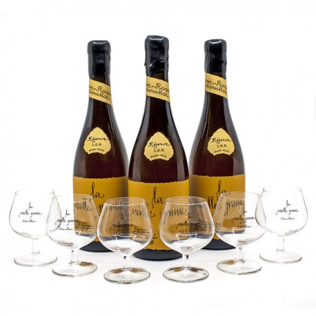 3 Bouteilles de Vieille Prune Louis Roque 70cl + 6 verres offerts